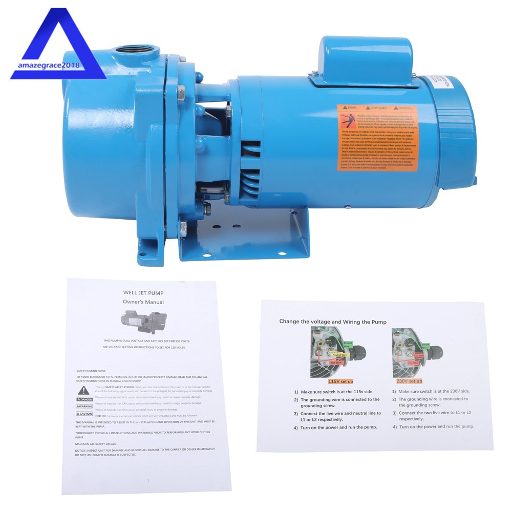 GT15 Self-Priming Centrifugal Pump 1-1/2HP Cast Iron Water Pump 115/230Volt