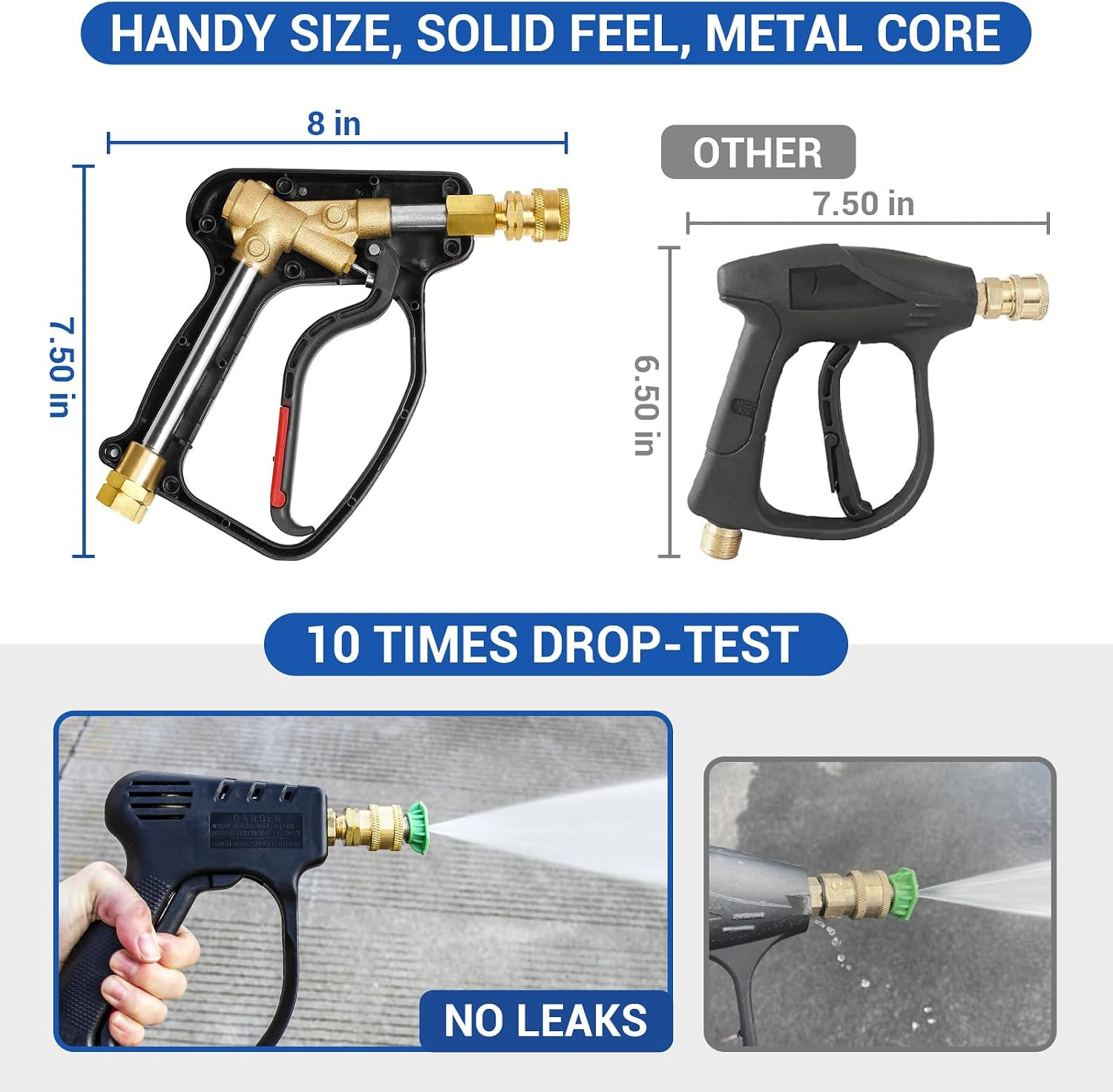 MEKOH Short Pressure Washer Gun, 4000 PSI High Power Washer Spray Gun, 10.5 GPM
