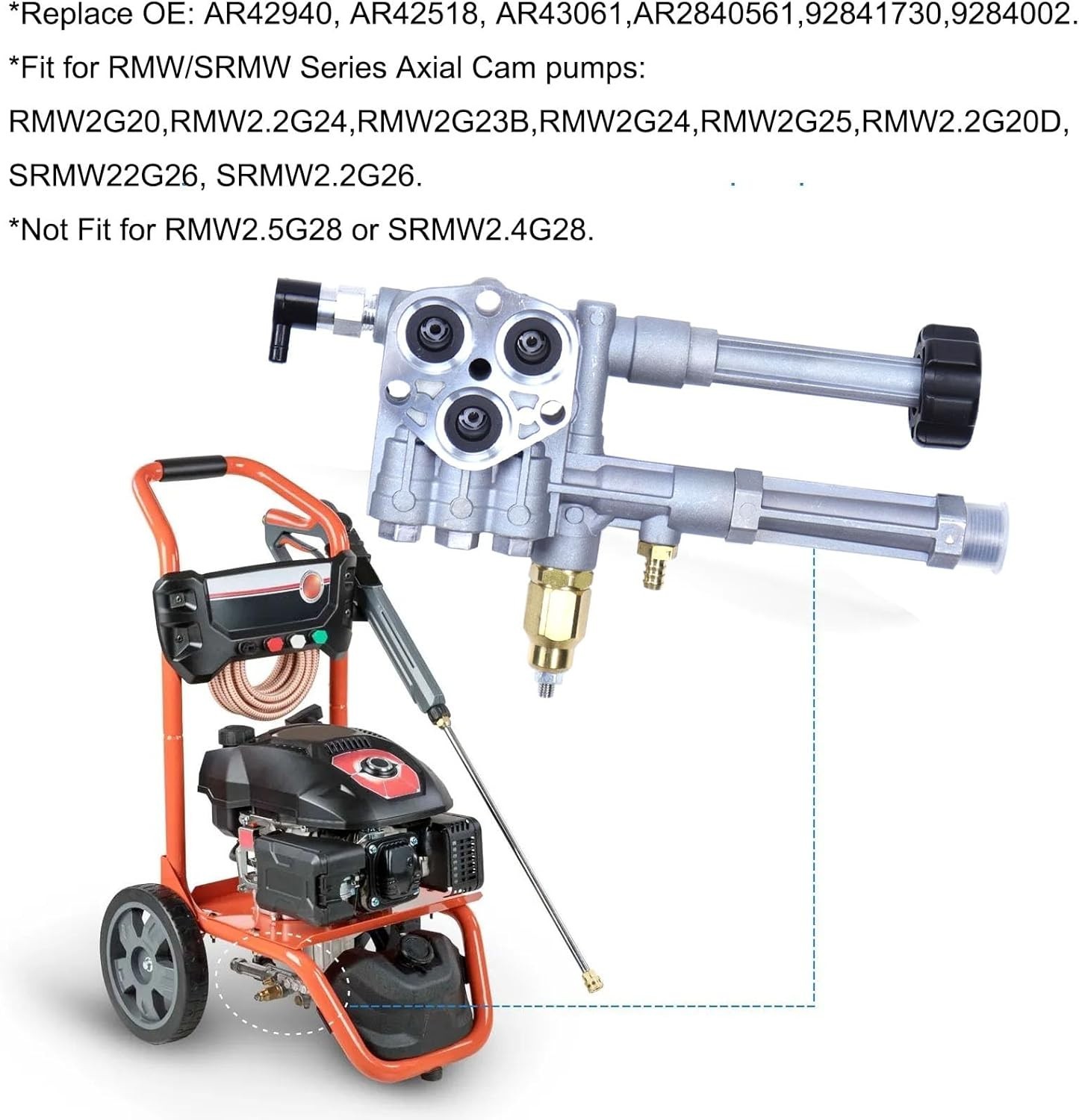 HQPASFY AR42940 Pressure Washer Pump Head Aluminum Compatible With TroyBilt