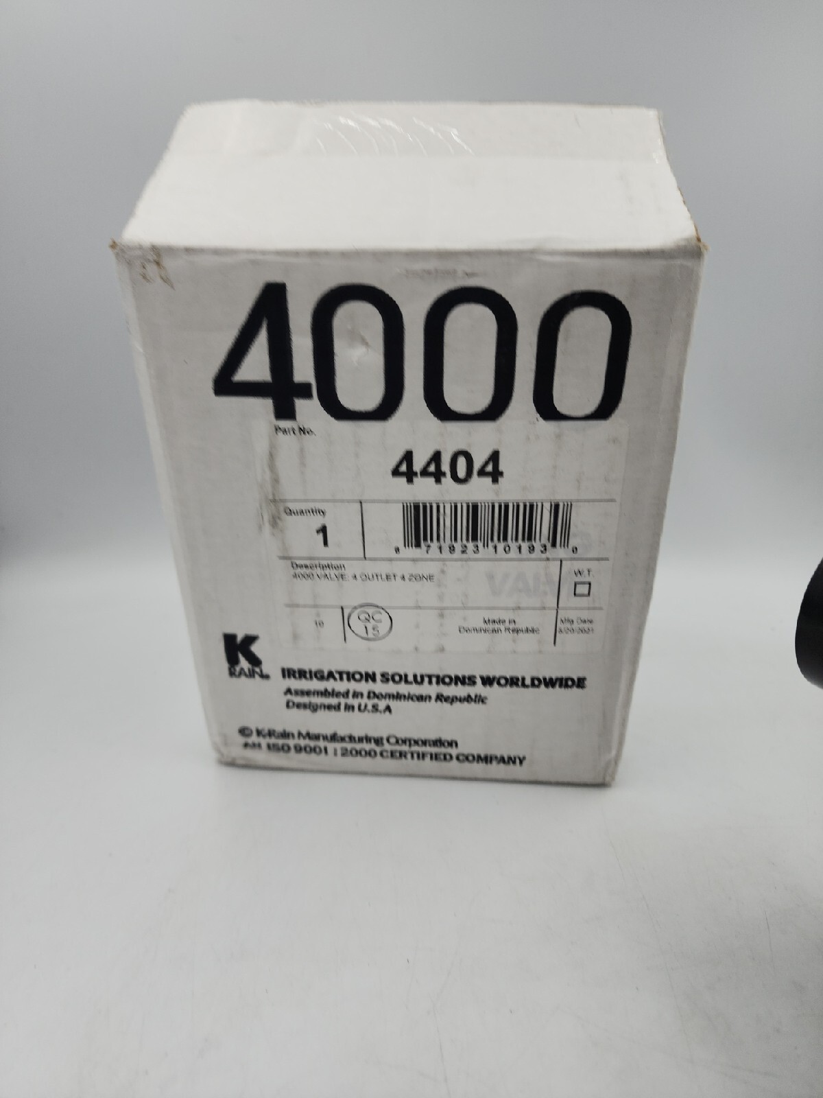 K-RAIN 4404 4000 Series Indexing Valve with 4 Outlets and 4 Zones