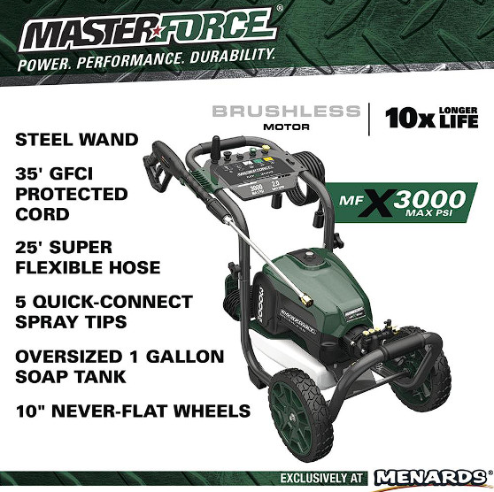 3000 PSI 2GPM 15Amp Heavy Duty Digital Corded Electric Pressure Washer Cleaner