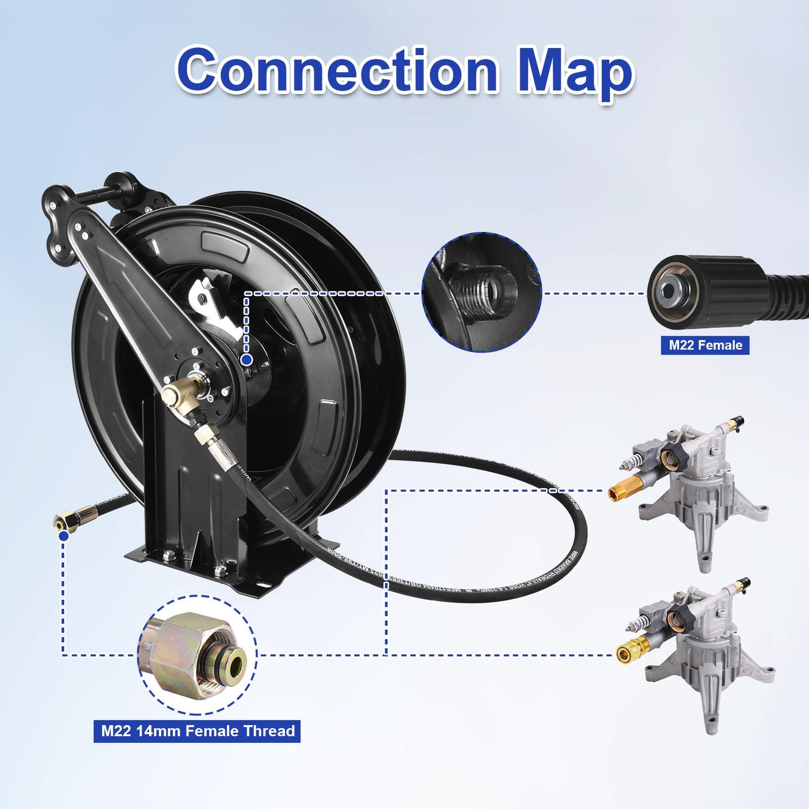 Retractable Garden Hose Reel 4000PSI Water Hose Reel Wall-Mount, Only Reel
