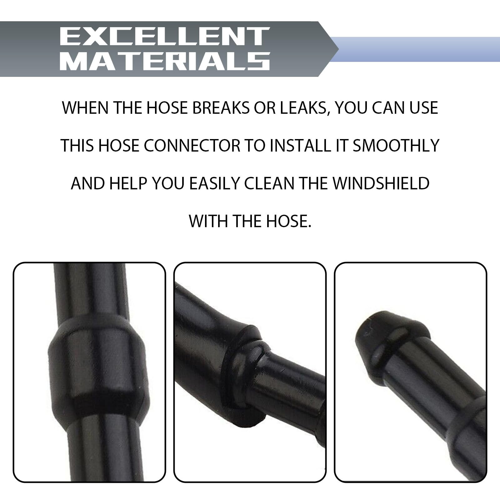 KUQUTIDY 22PCS Windshield Washer Hose Repair Kit, 2 Black, Black