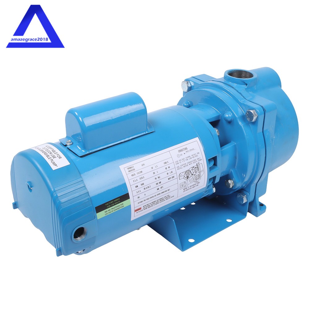GT15 Self-Priming Centrifugal Pump 1-1/2HP Cast Iron Water Pump 115/230Volt