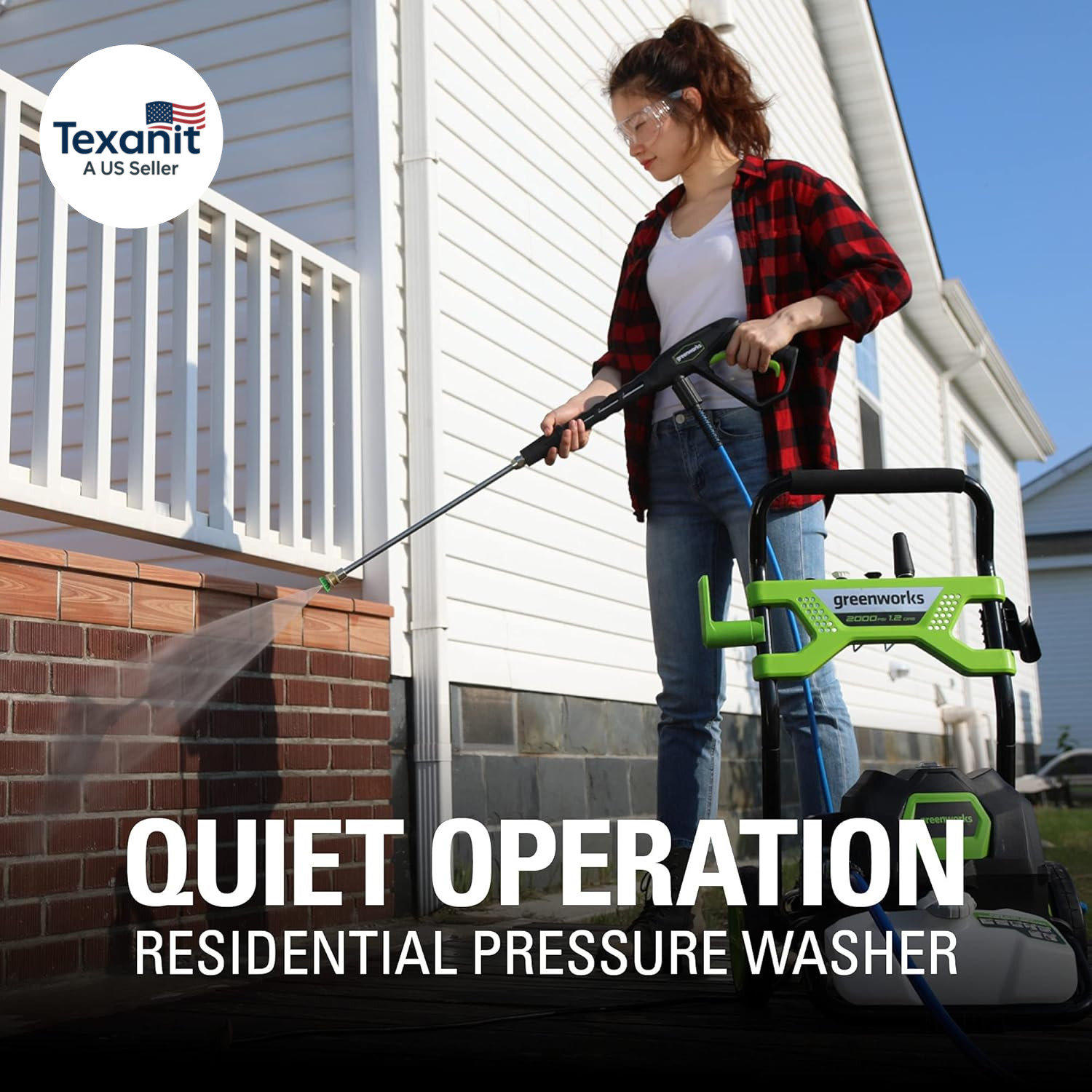 2000 PSI (1.2 GPM) Electric Pressure Washer, Steel Wand, On-Board Soap Tank (25°