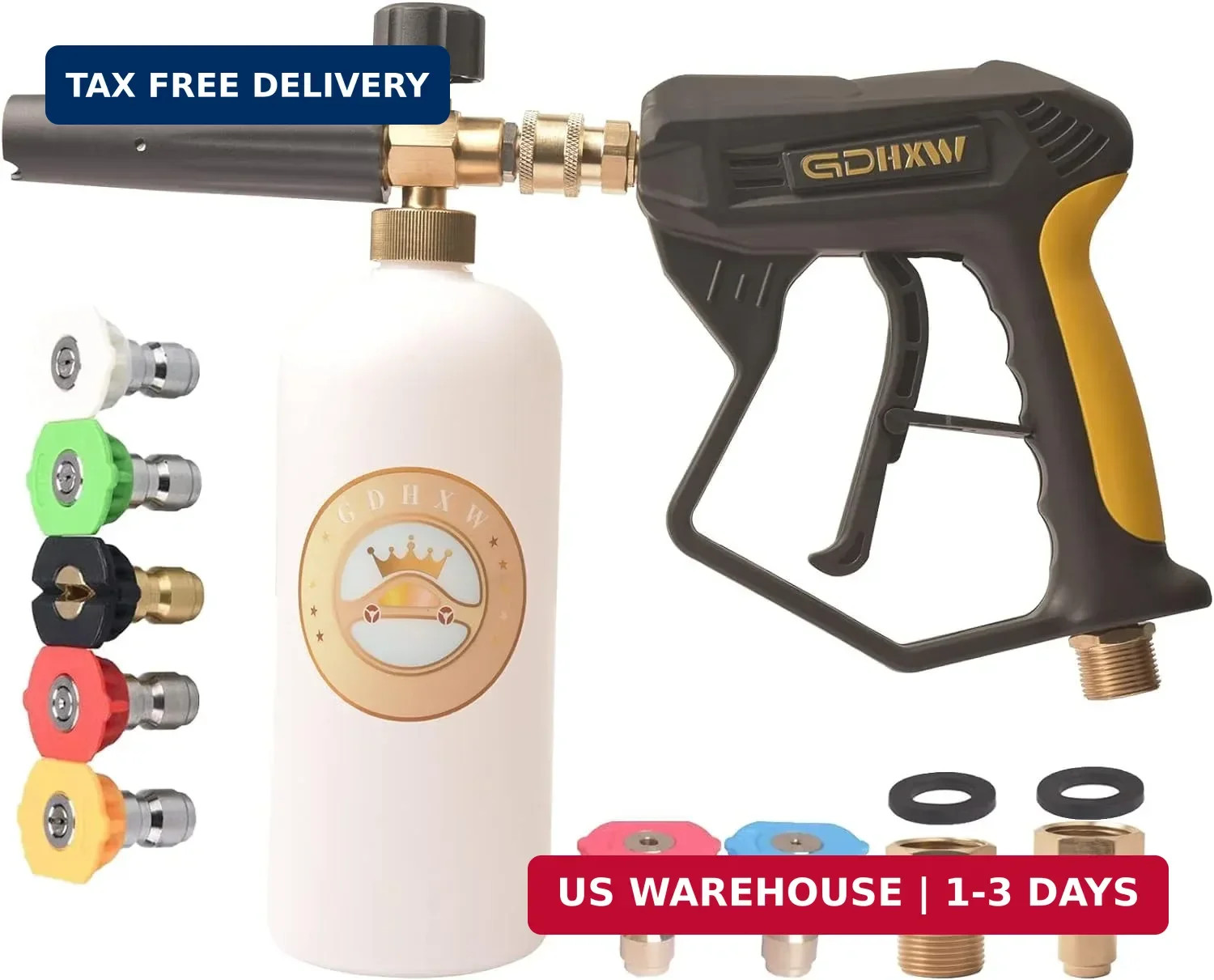 GDHXW X-887 High Pressure Washer Gun with Foam Cannon 2 Adapter 7 Pressure Washe