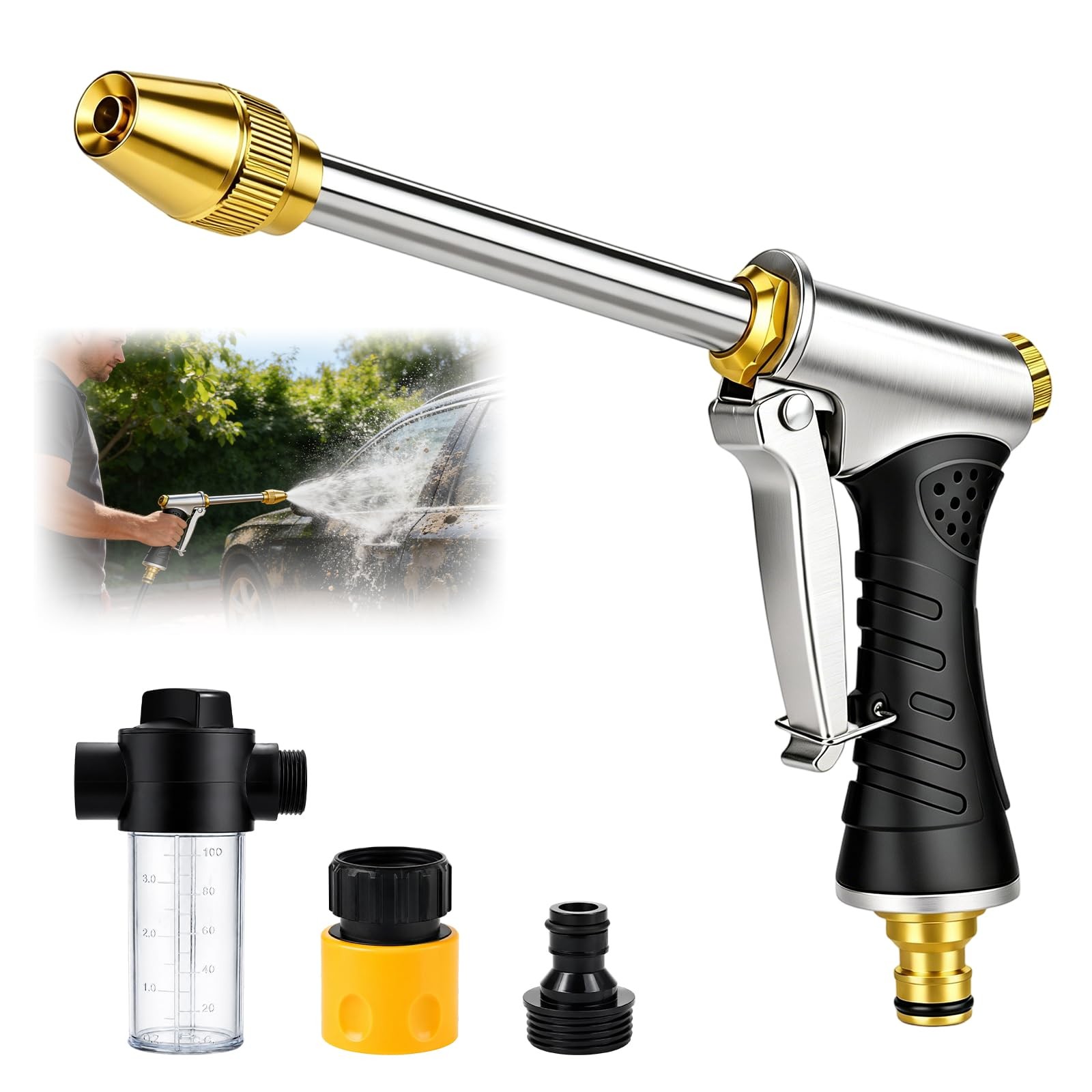 Jet Nozzle Power Washer for Garden Hose, 2026 New 3 Mode Pressure Washer Wand…