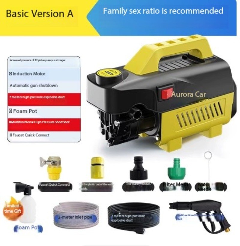 High-Pressure Portable 220V Household Cleaner with Water Gun and Pum
