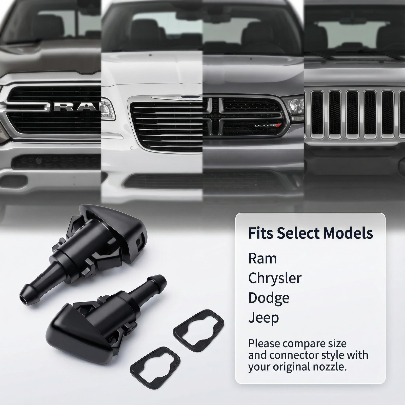 2-Pack Windshield Washer Nozzles Kit for Dodge Charger 2006-2010, Journey 200…