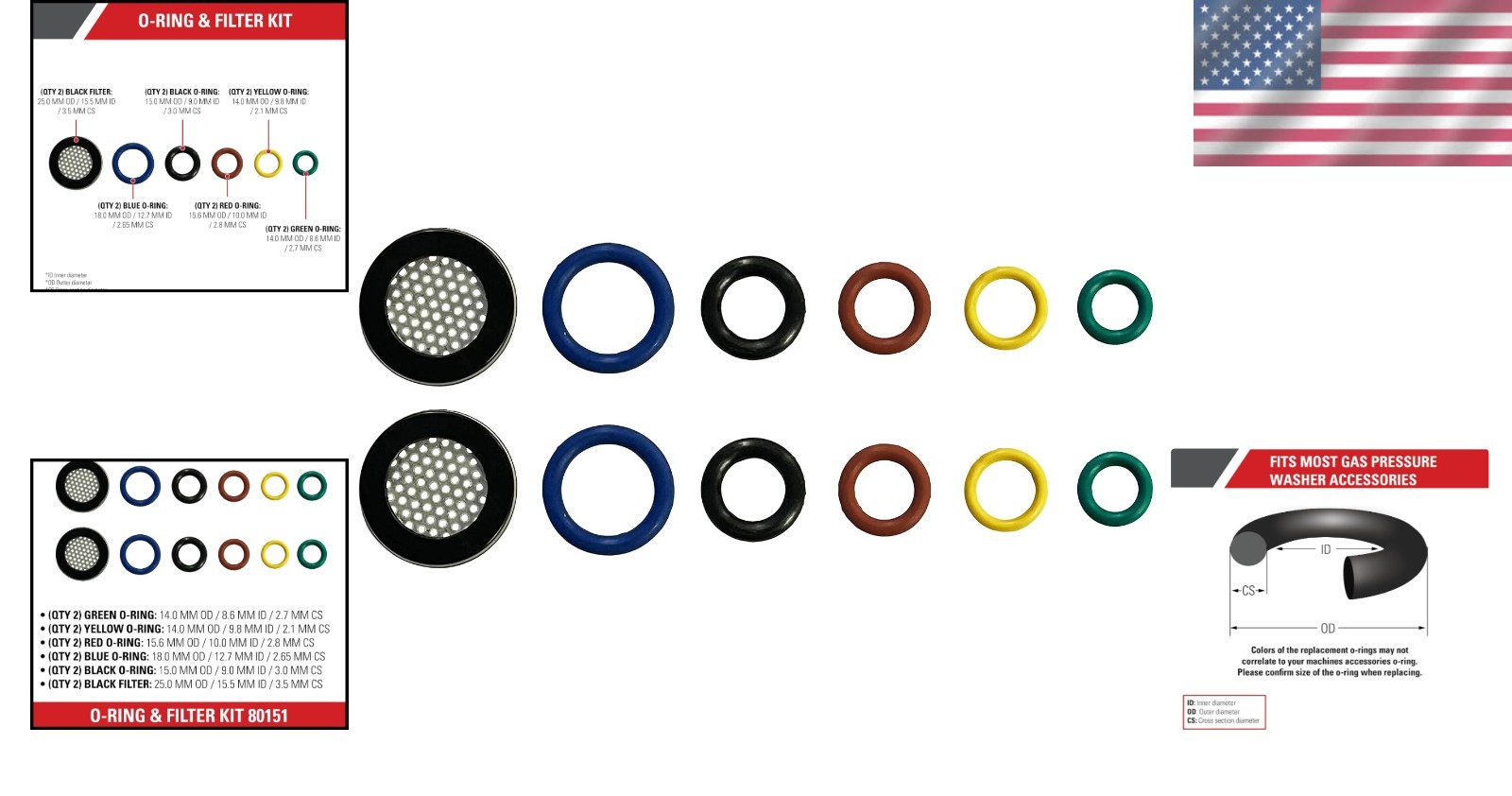 Universal O-Ring and Filter Replacement Kit – 5 Sizes for Gas/Electric Washers
