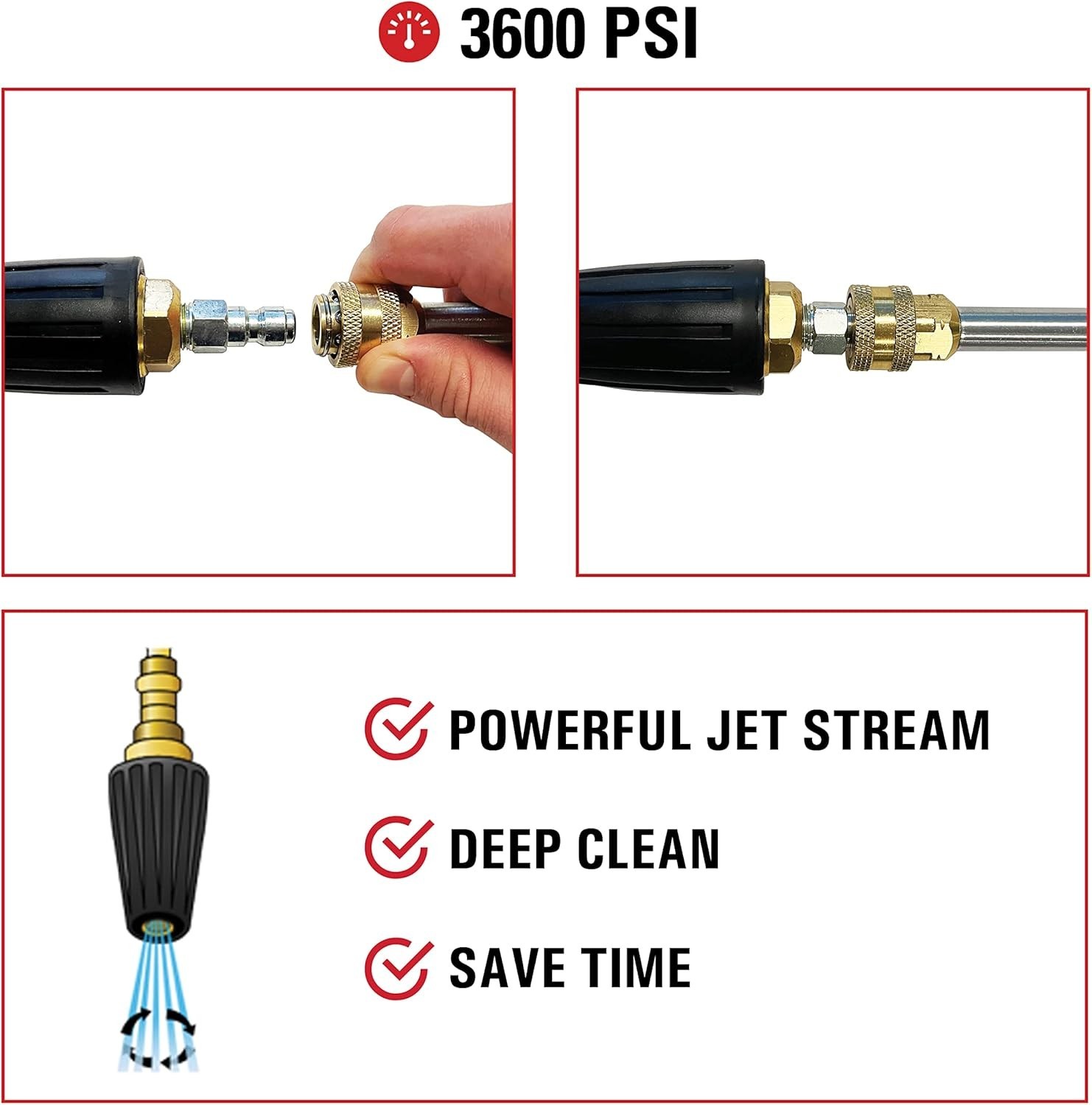 Heavy-Duty Turbo Nozzle, 3600 PSI, Quick Connect for Efficient Pressure Cleaning