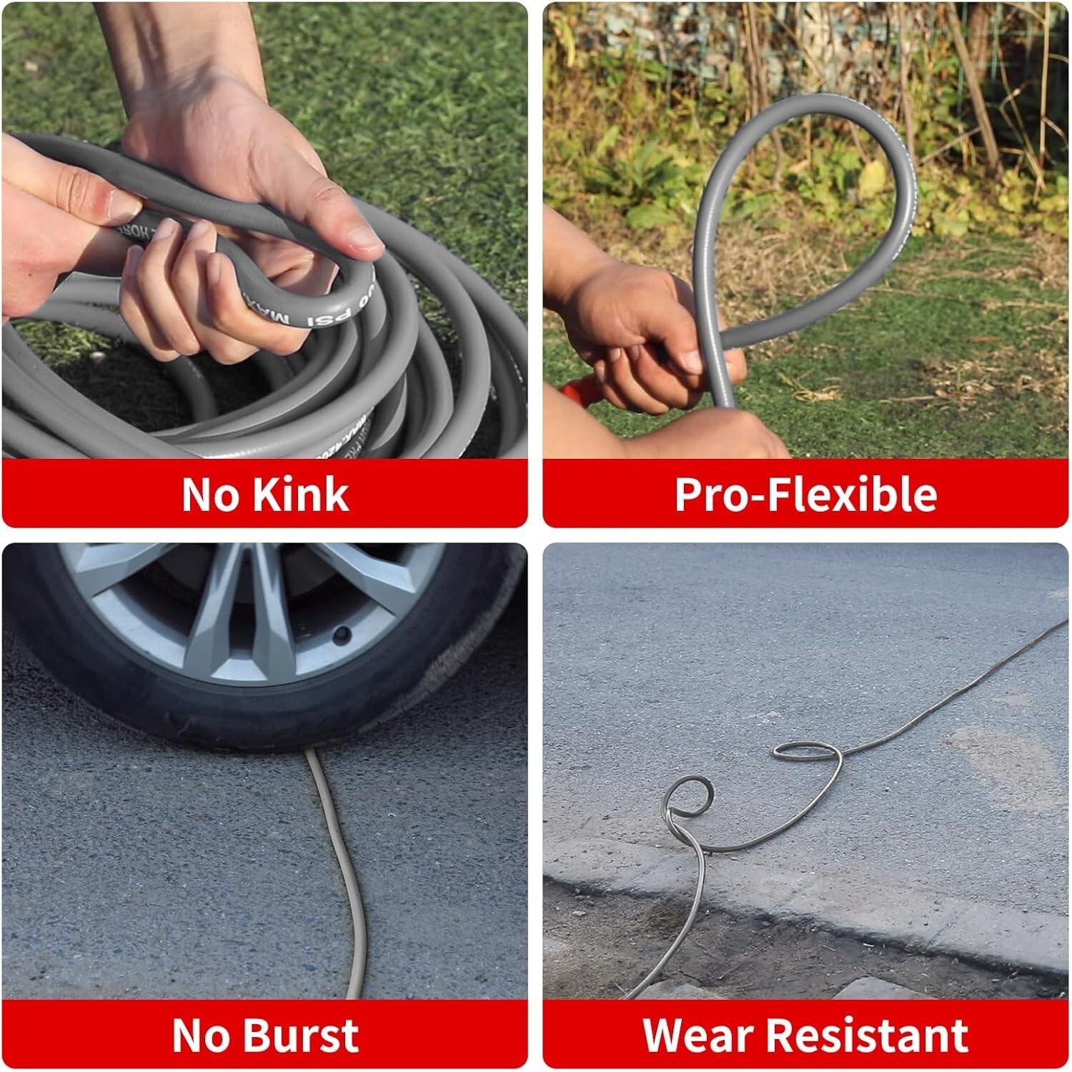Heliwoo 100FT 4200PSI Pressure Washer Hose 1/4″ Flexible Wire Extension Hose