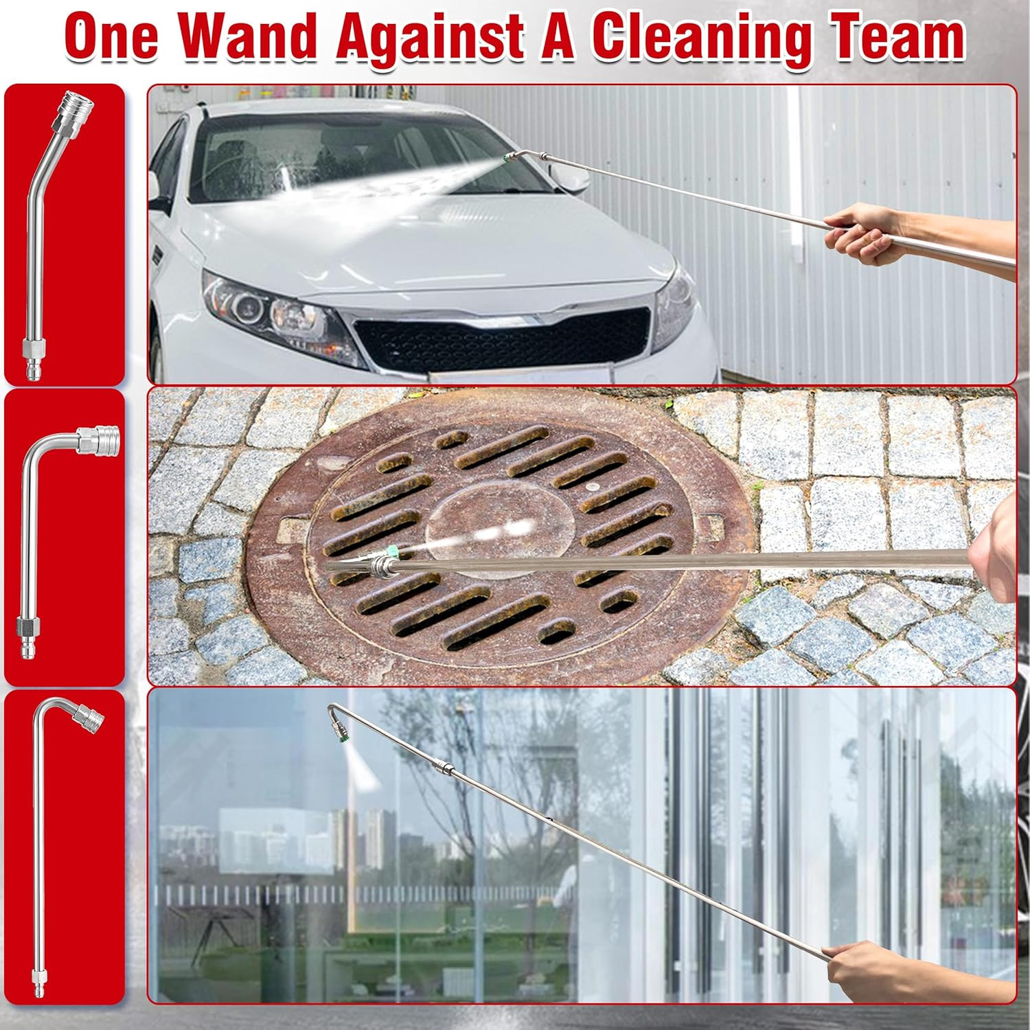 120″ Pressure Washer Extension Wand, Power Washer Extension Pole with 5 Nozzle T