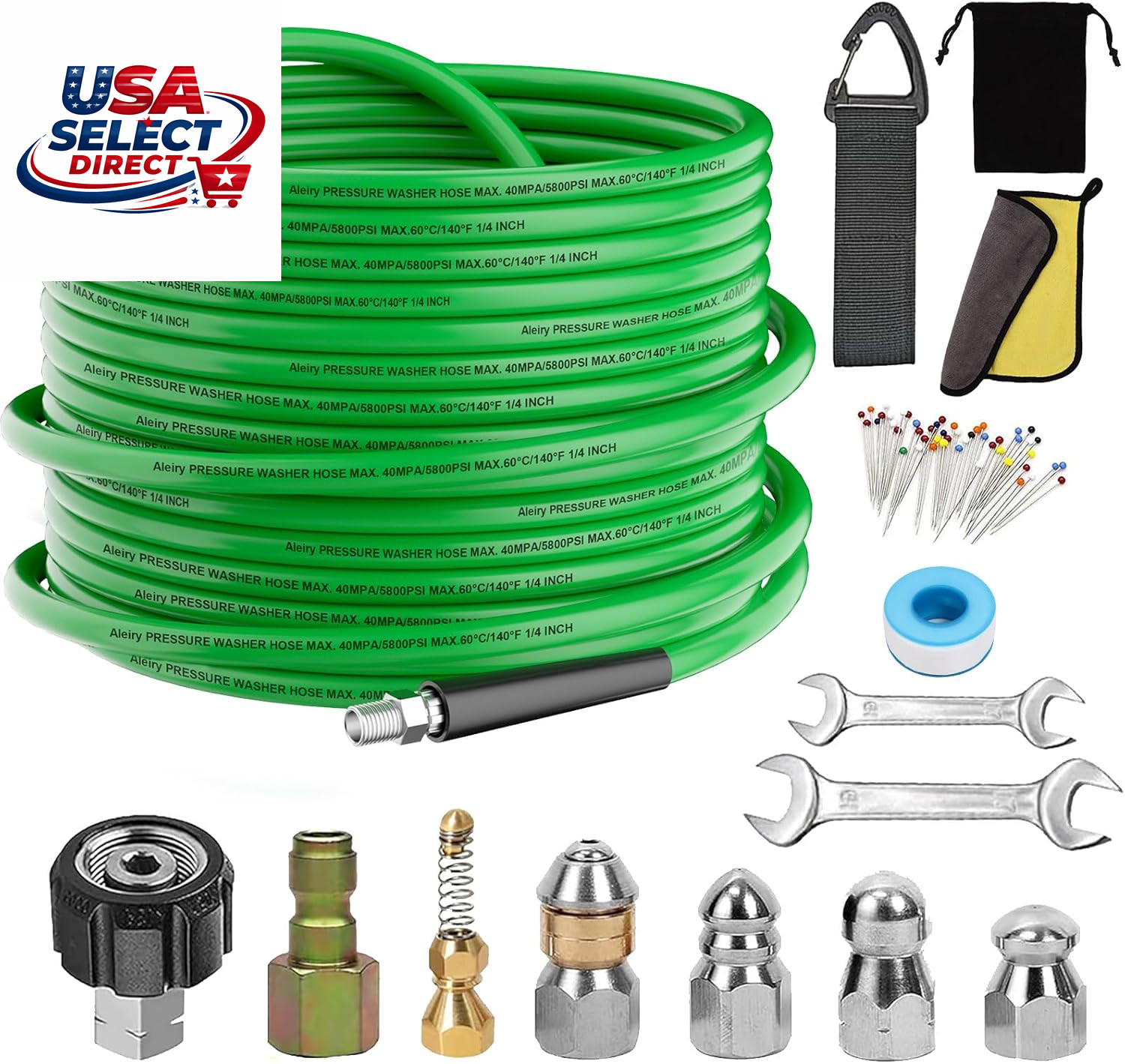 Sewer Jetter Kit for Pressure Washer 50FT High-Pressure Nozzles 5800 PSI
