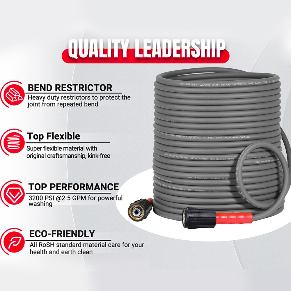 YAMATIC 1/4″ Kink Resistant Flexible Pressure Washer Hose M22-14mm 3200 PSI