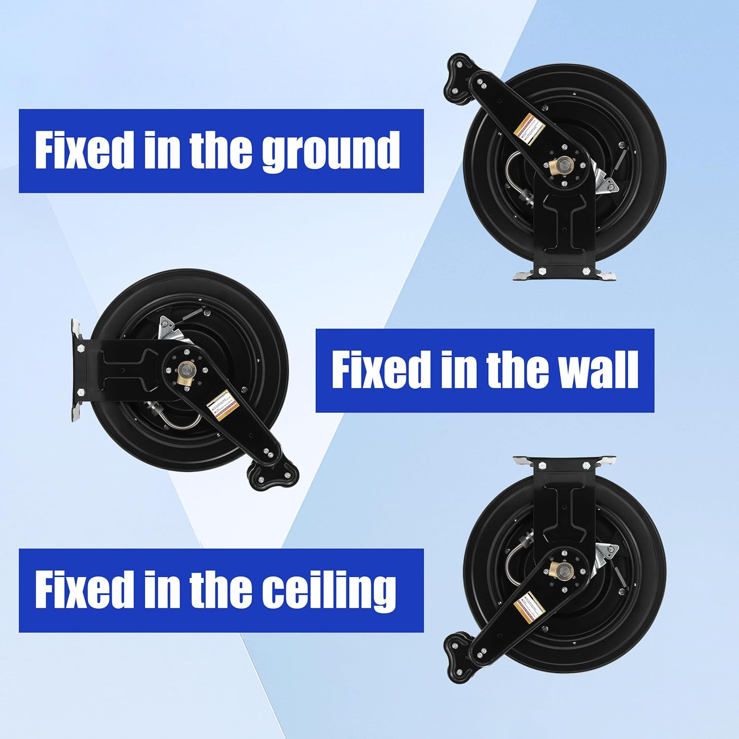 High Pressure Washer Hose Reel for Water/Air/Oil, 50 FT X 3/8″ or 100 FT X 1/4″