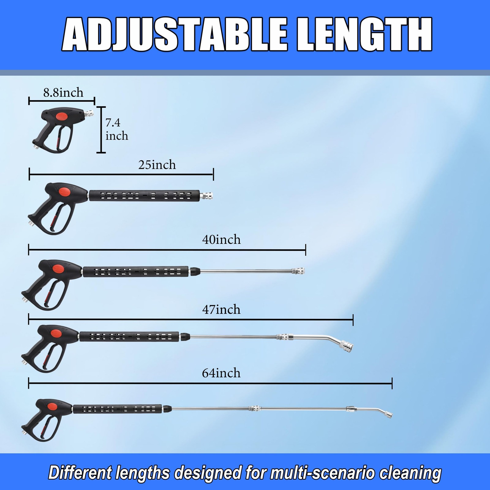 High Pressure Washer Gun, Extension Wands and 30 Degree Curved Rod for Hard-t…
