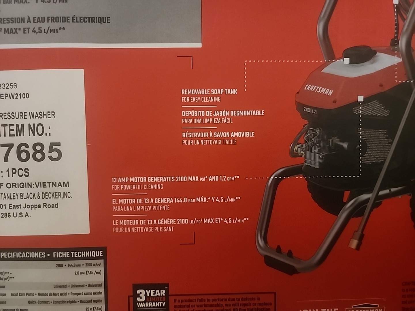 Craftsman 2100 Max Psi 1.2 Gpm Electric Cold Water Pressure Washer CMEPW2100