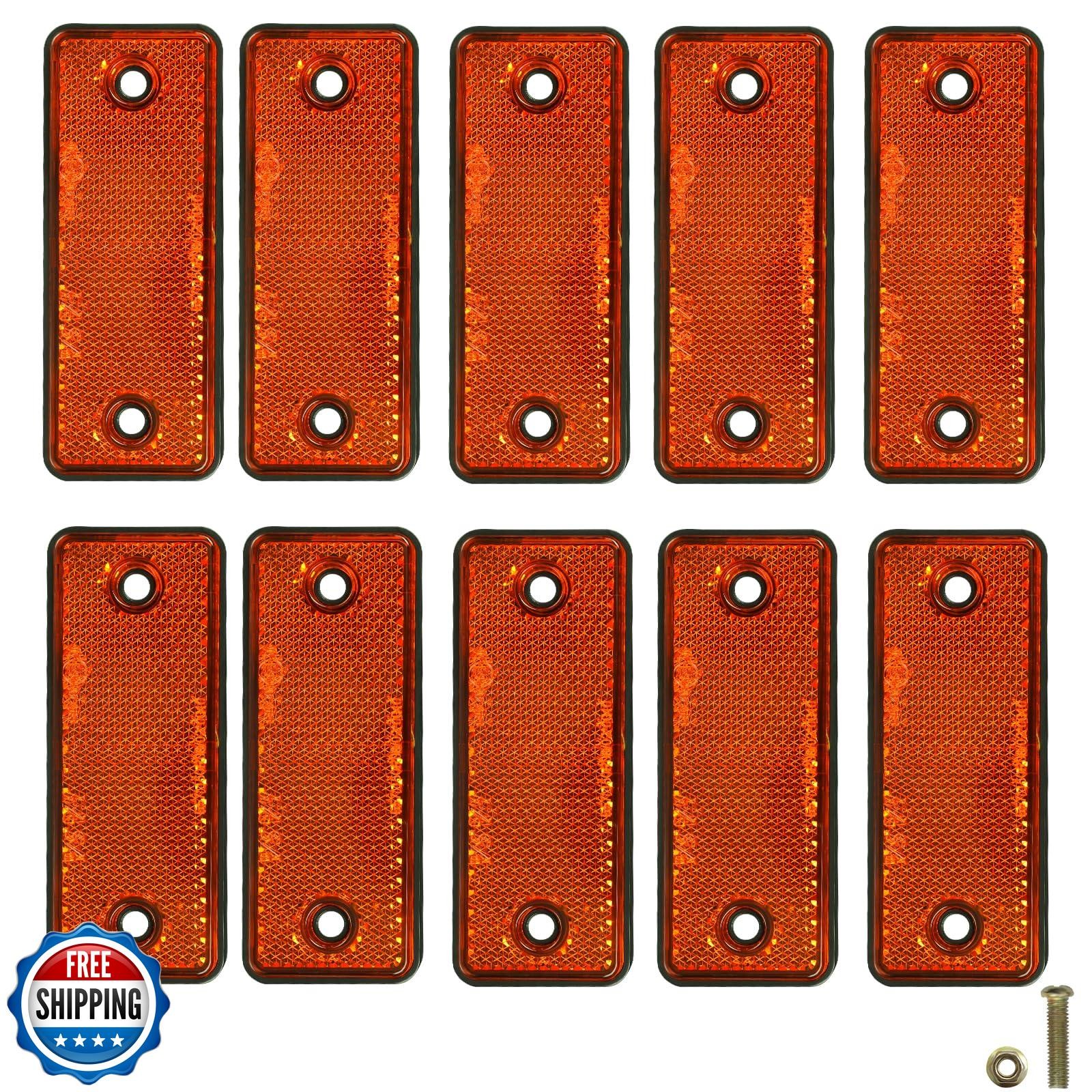 WUSHIXAN 10 Pack Yellow Screw on Rectangular Reflectors for Mailbox, Motobike