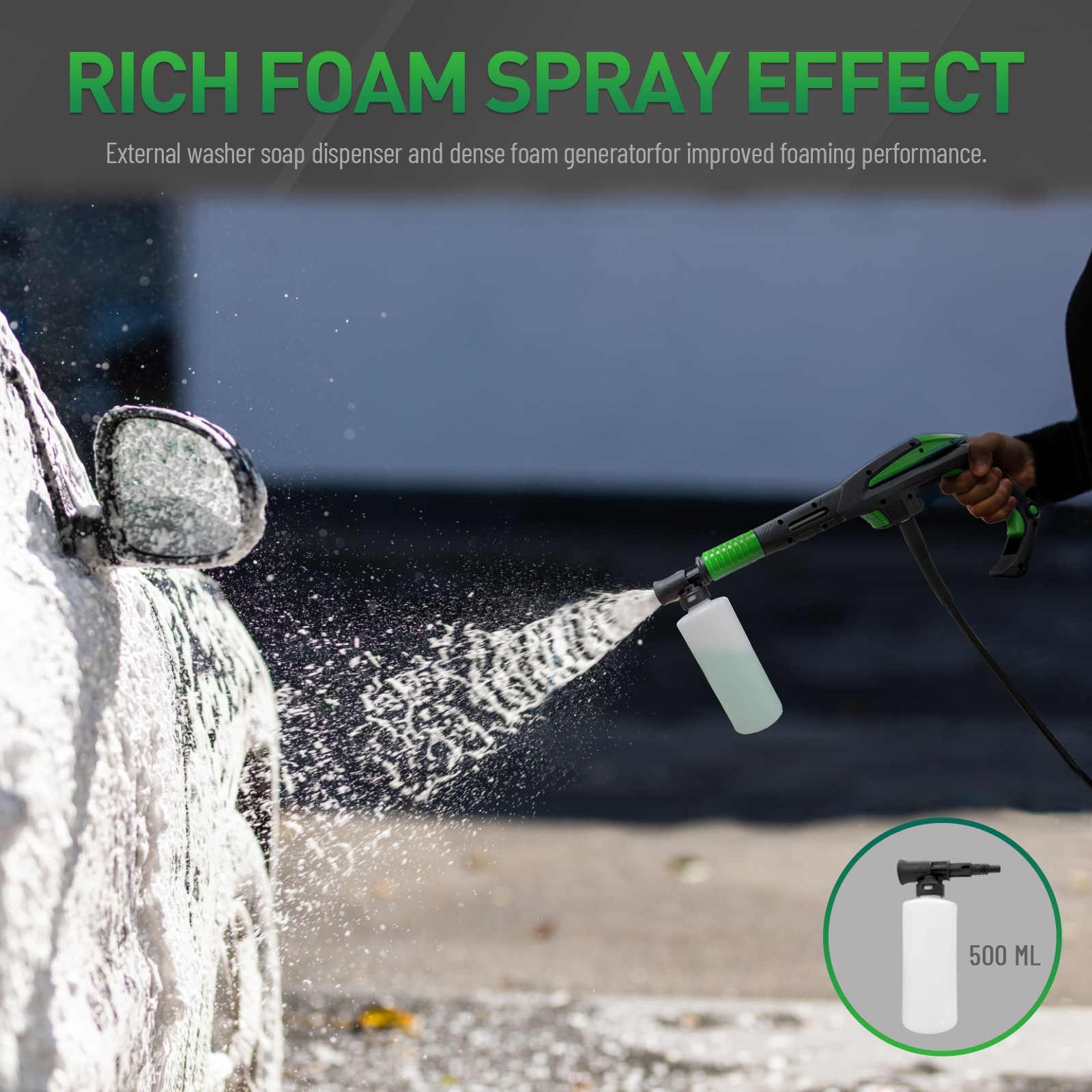 Pressure Washer 4500PSI 3.9GPM, 15-Level Touch, 4 Wheels, 4 Nozzles, for Car