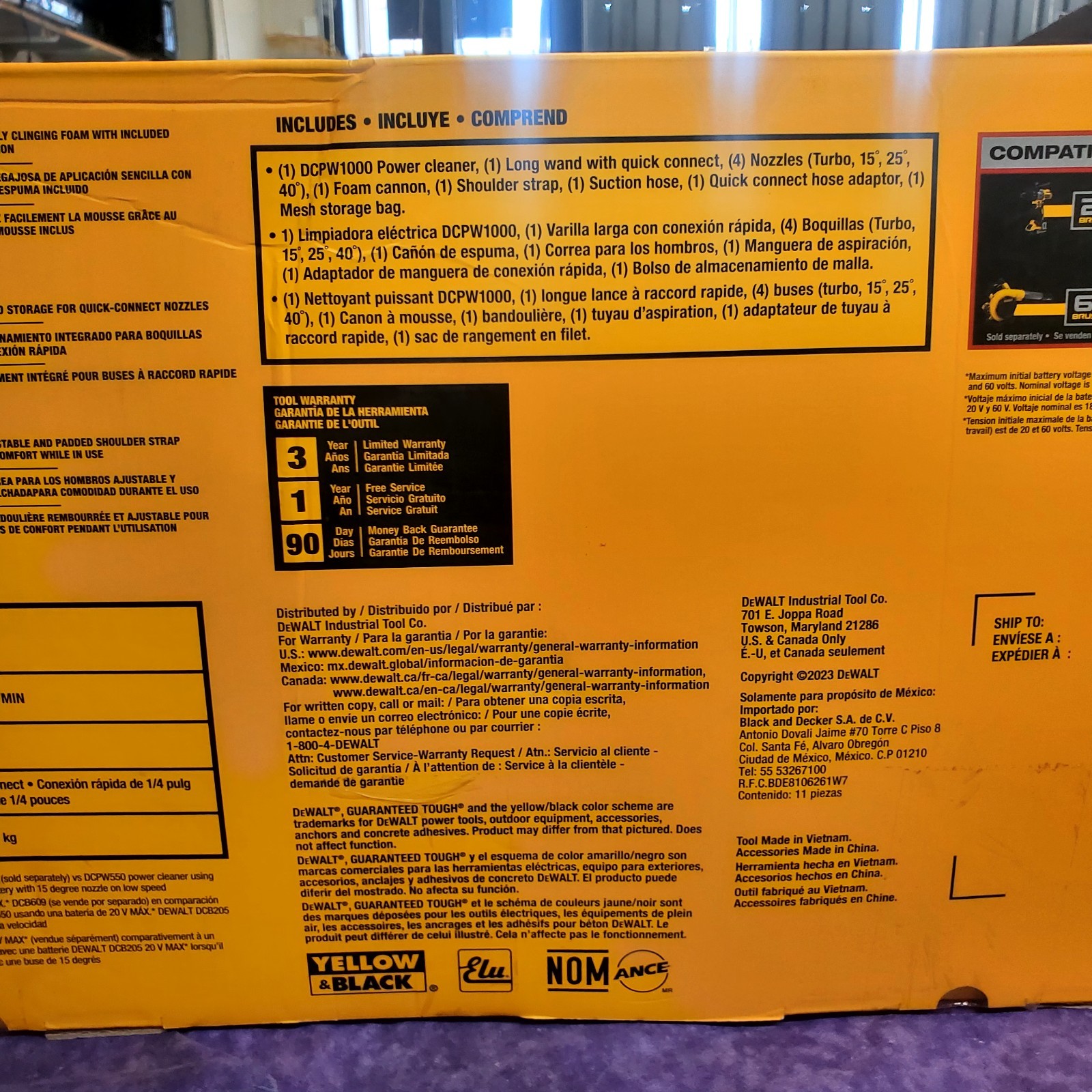 💥NEW SEALED💥DEWALT DCPW1000B 60V FLEXVOLT 1000 PSI CORDLESS PRESSURE WASHER