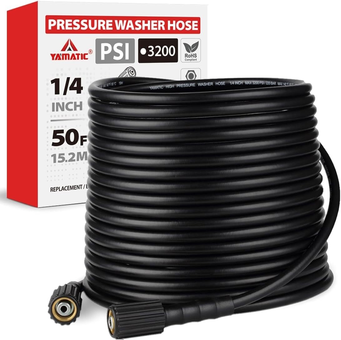Effortless Cleaning with 50FT Pressure Washer Hose 3200 PSI M22-14mm Compatible