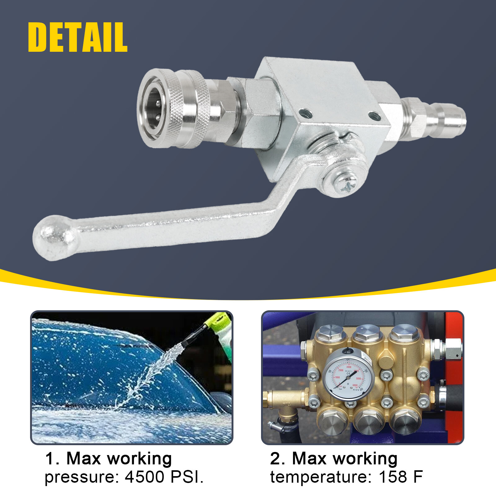 3/8″ Ball Valve 3/8″ fitting Female Out For Pressure Washers Max 4500 PSI