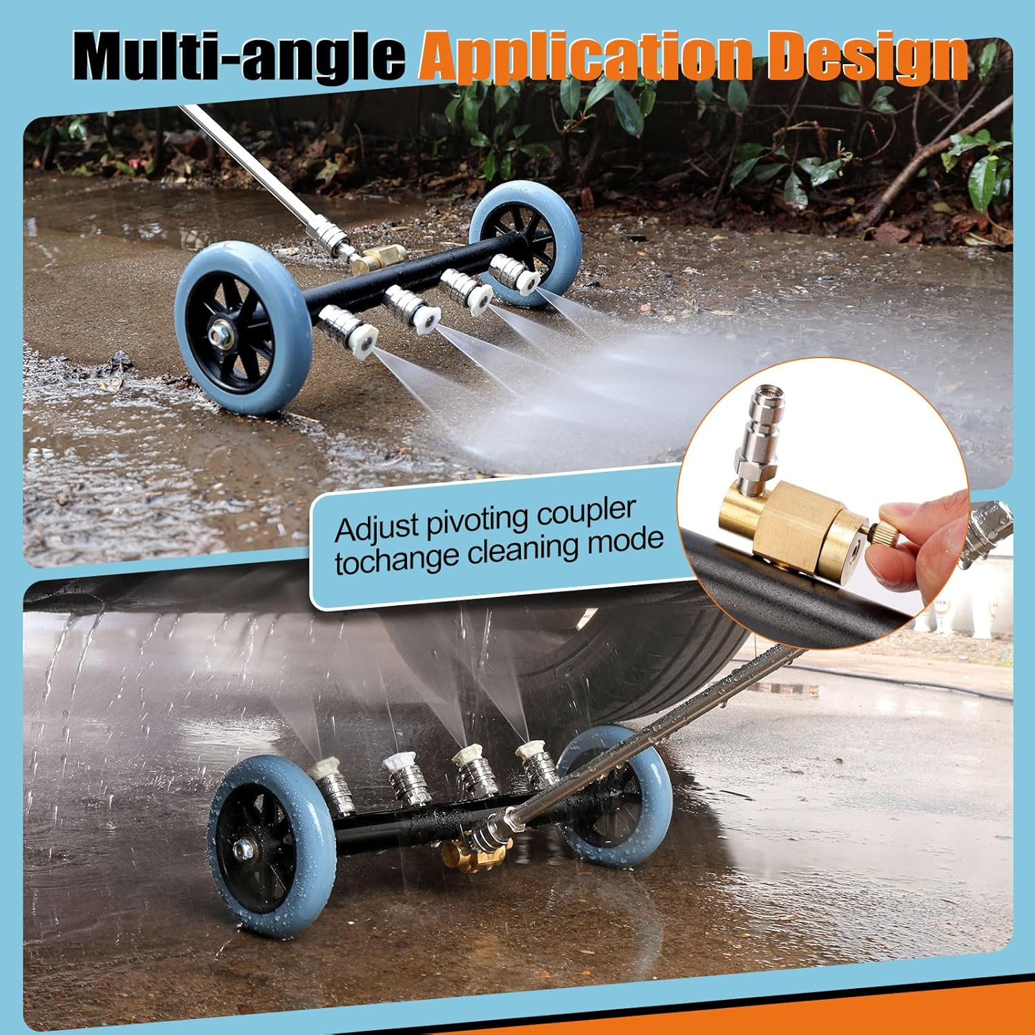 3-In-1 under Carriage Pressure Washer, 16 Inch Pressure Washer Water Broom | Pre