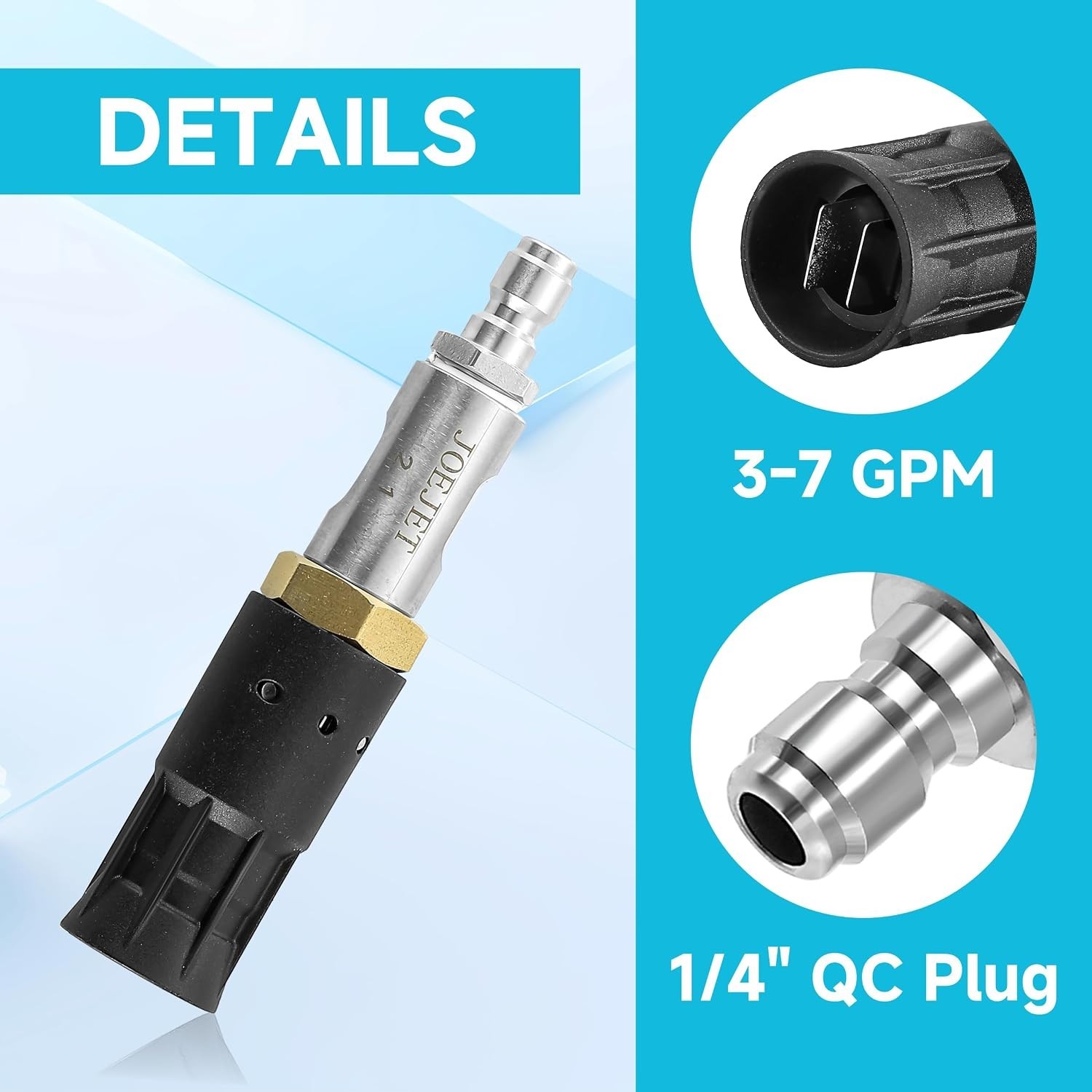 Adjustable Downstream Soft Wash Nozzle, 0-60 Degree Twist