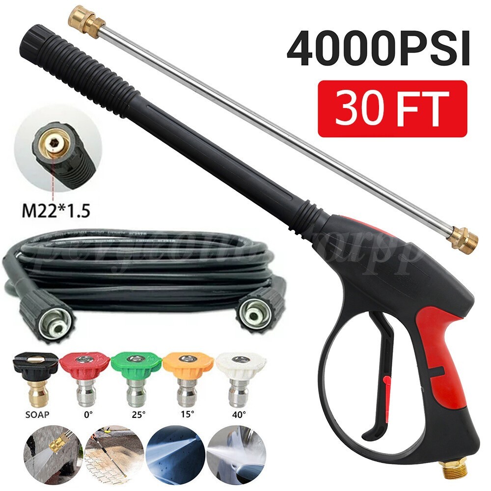High Pressure Washer Gun Ergonomic Safety Lock Trigger 5Nozzles For Car Cleaning