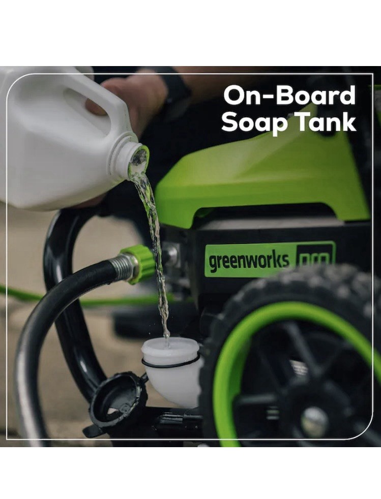 Greenworks Pro 2500 PSI TruBrushless Corded Electric Pressure Washer, Soap Tank