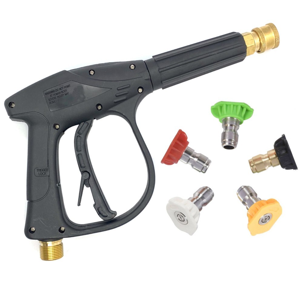 1/4″ High Pressure Washer Gun 4000 PSI Car Wash Foam Spray Short Wand w/5 Nozzle