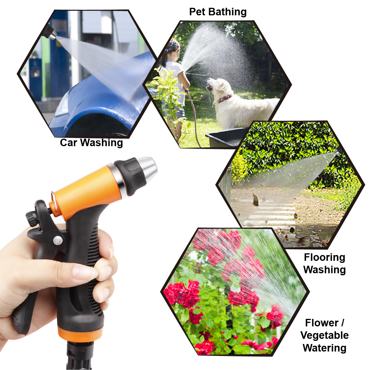 12V Electric Sprayer Gun 120PSI Car High Pressure Washer Set + Hose + Water Pump
