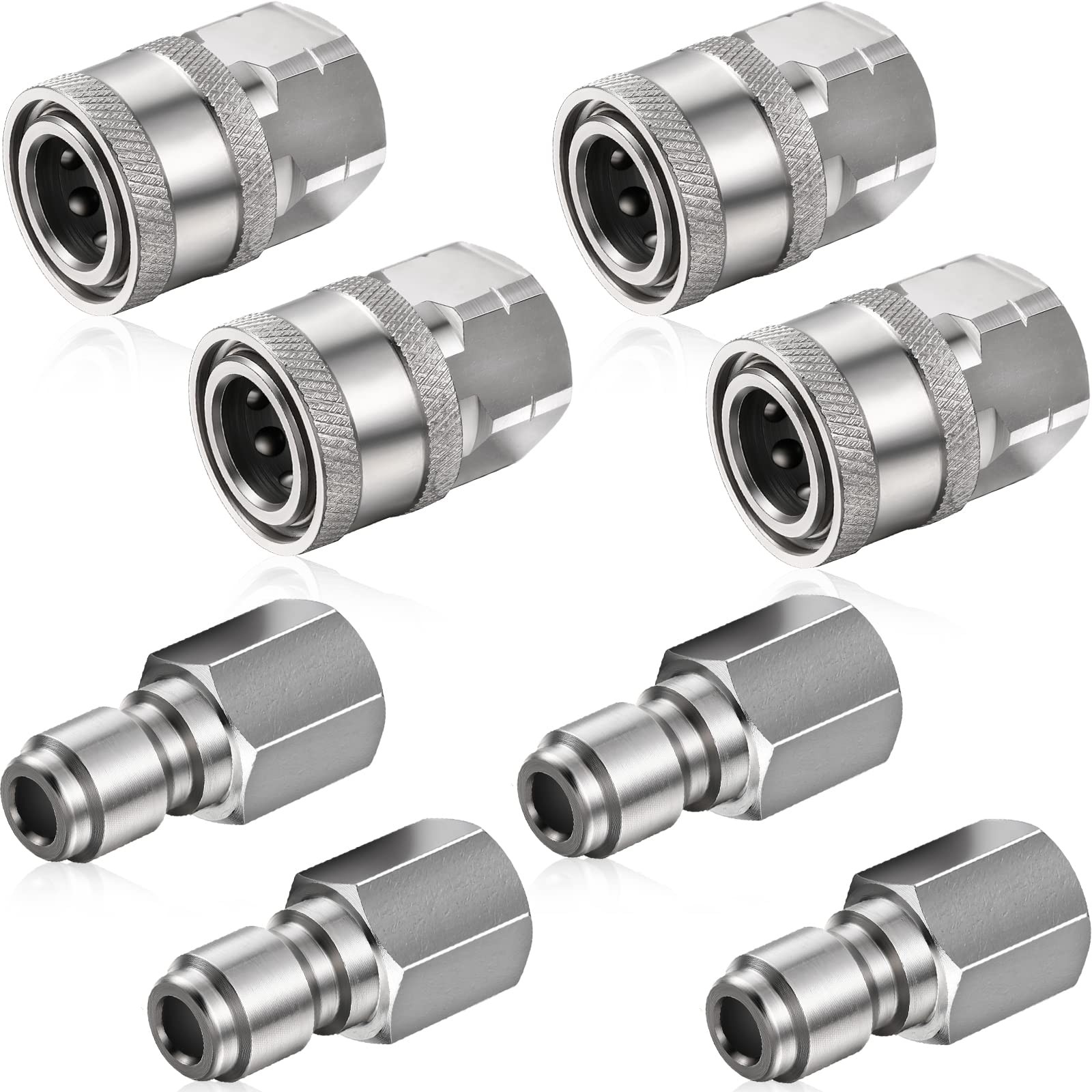 4 PCS Sets NPT 1/4 Inch Pressure Washer Coupler Quick Connect Plug Male Female