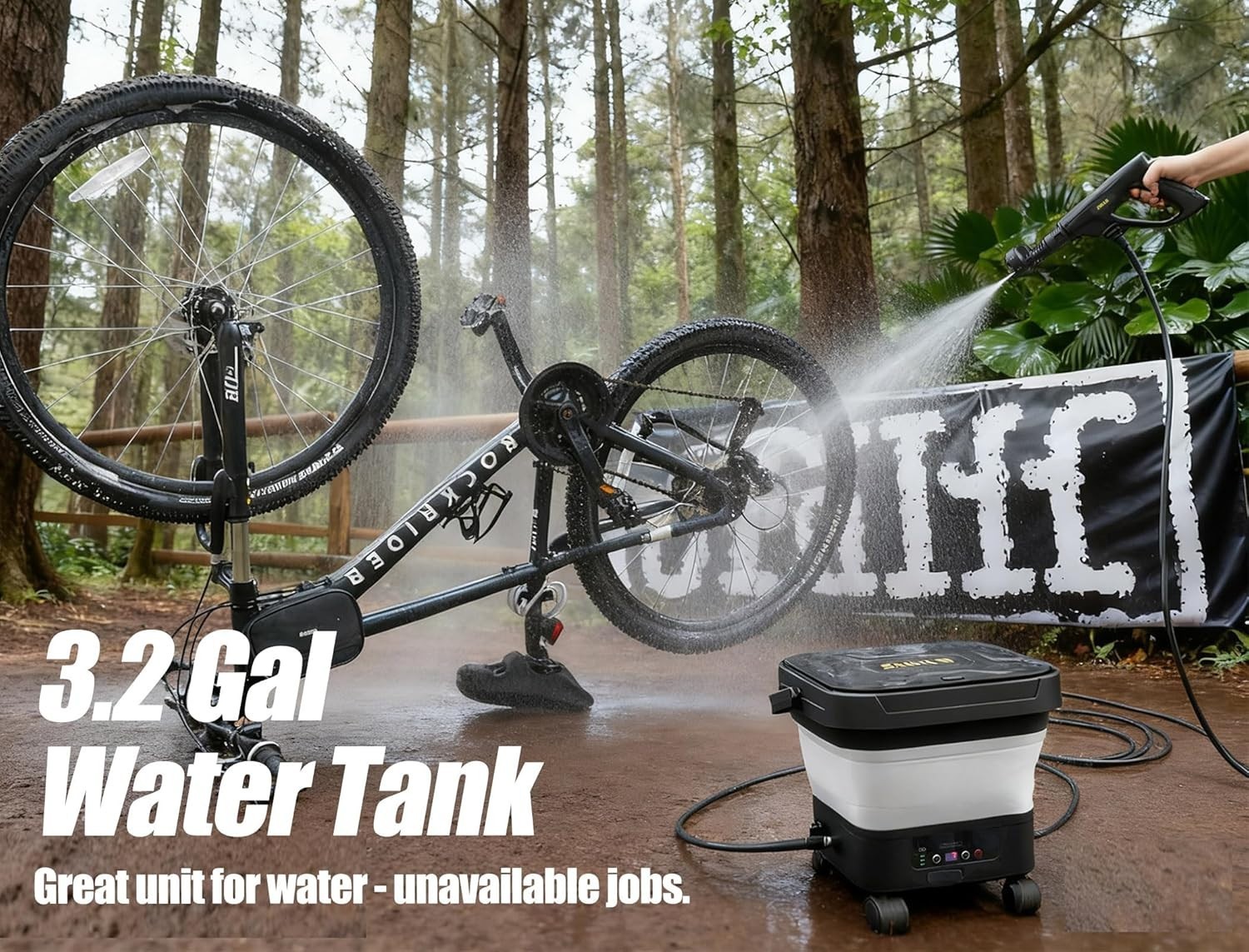 Portable Cordless Pressure Washer with Water Tank Battery Powered