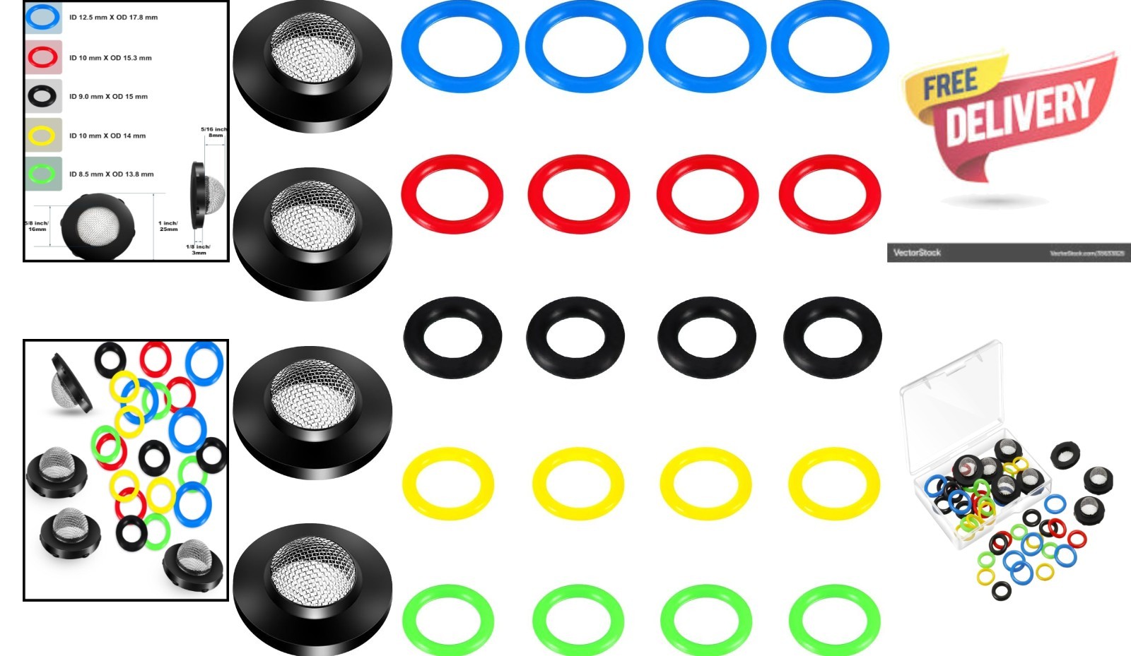 Eco-Friendly 24 Pack O-Ring Kit with Stainless Steel & Rubber for Washers