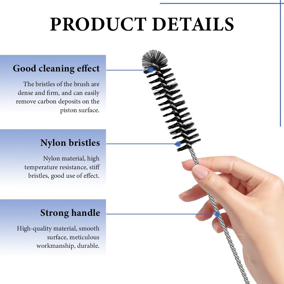 3PCS Carbon Dirt Cleaning Brush, Carburetor Cleaner Density Nylon Tube Brush