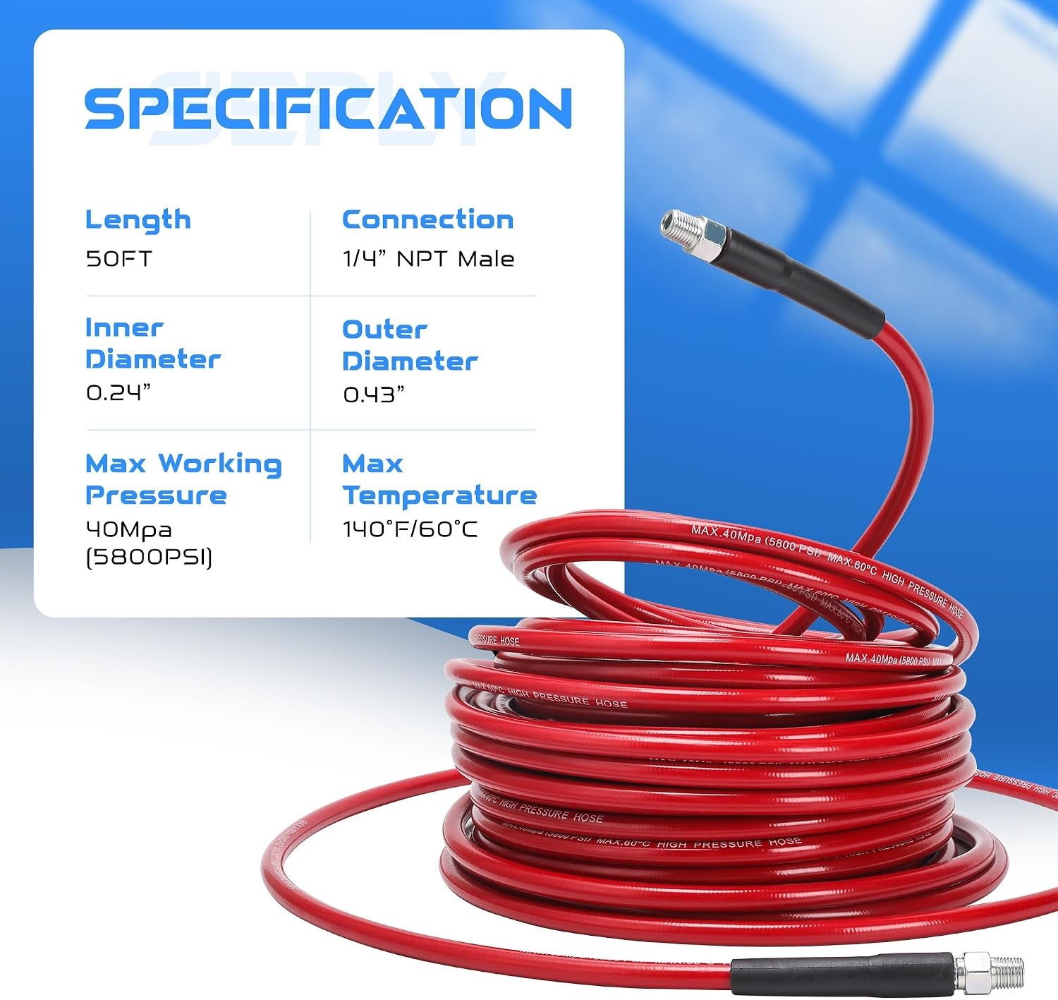 Sewer Jetter Kit for Pressure Washer 50 FT, Drain Cleaner Hose with Power Washer