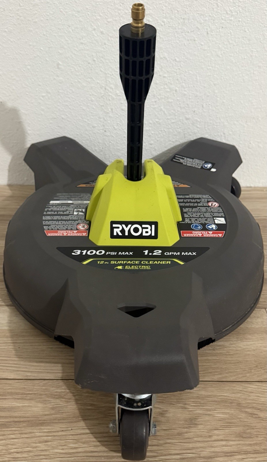 RYOBI 12 in. 3100 PSI Electric Pressure Washer Surface Cleaner with Caster