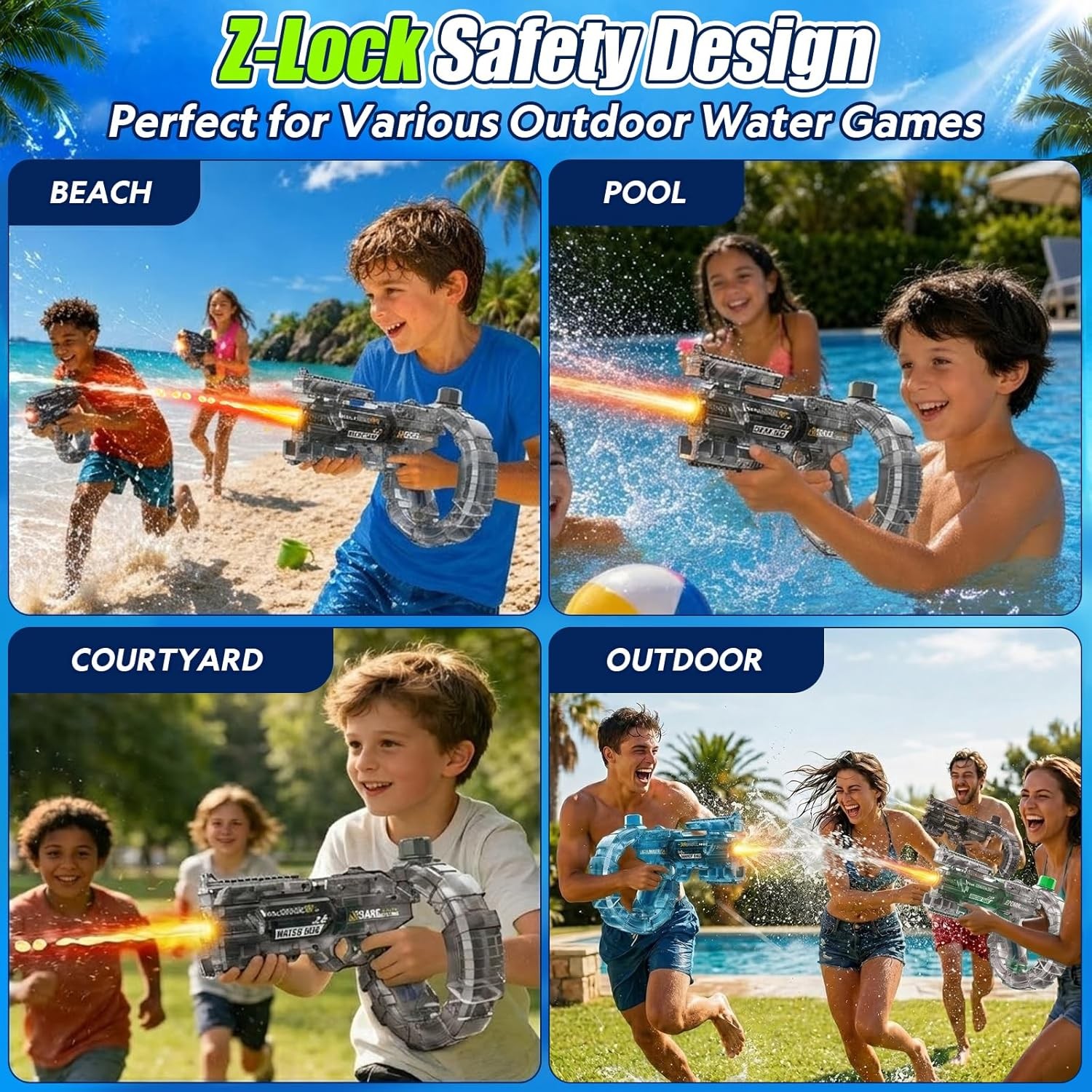 315 Inches Long Range Electric Water Gun with Rechargeable Battery