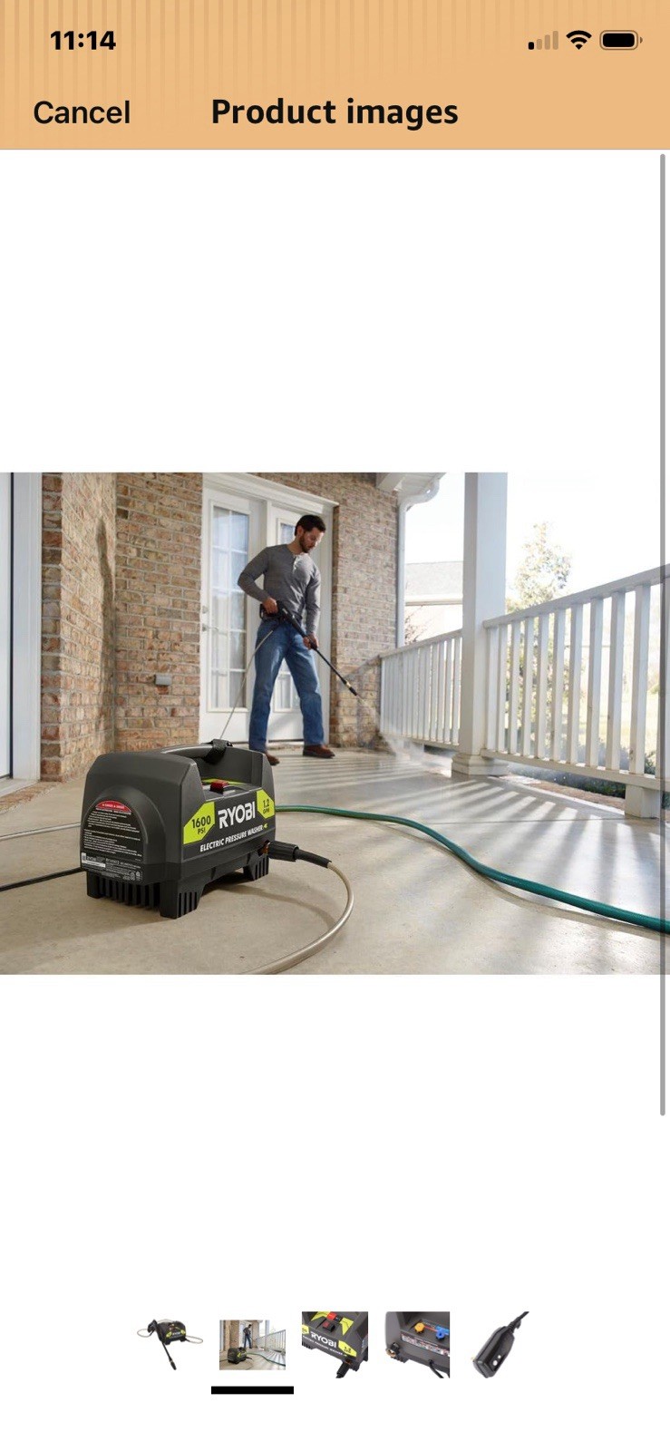 Ryobi RY141612 1600-PSI 1.2-GPM Electric Pressure Washer With 3 Tips