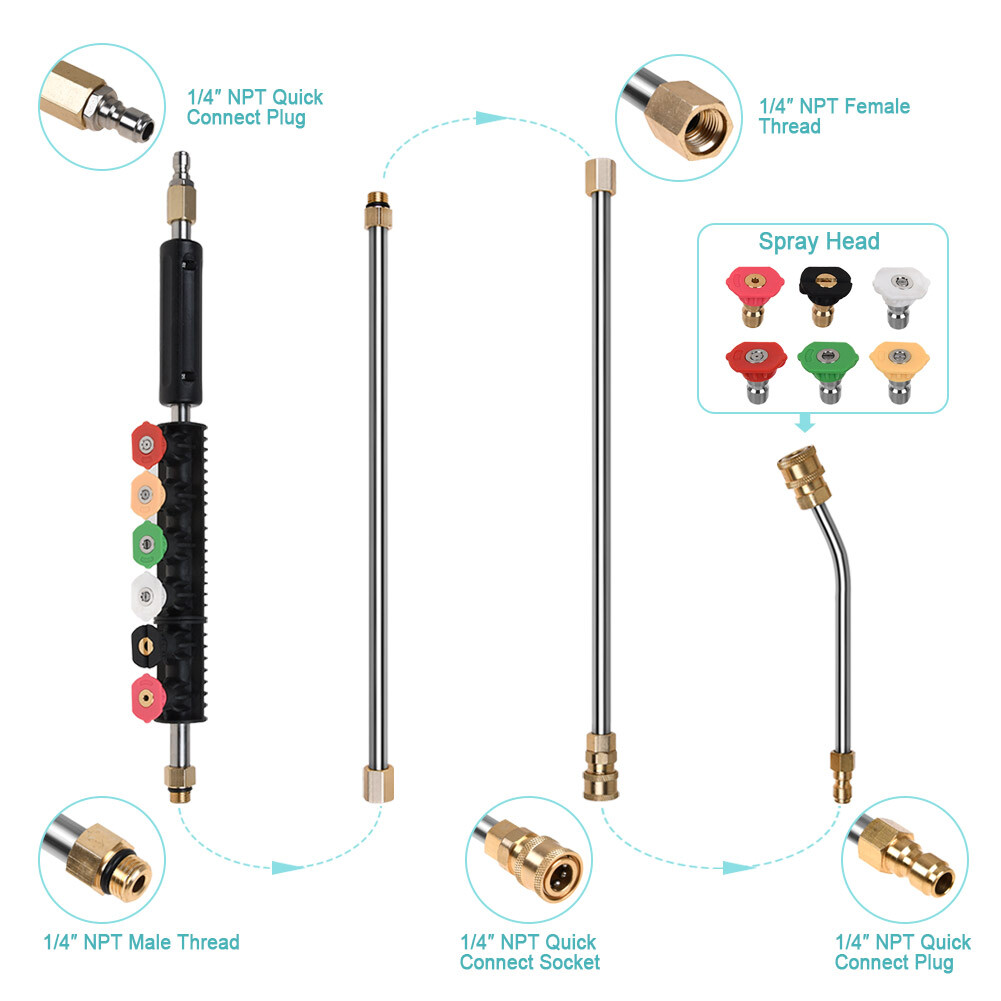 Pressure Washer Wand Set Extension Replacement Lance 97INCH 1/4″ Connect 4000PSI