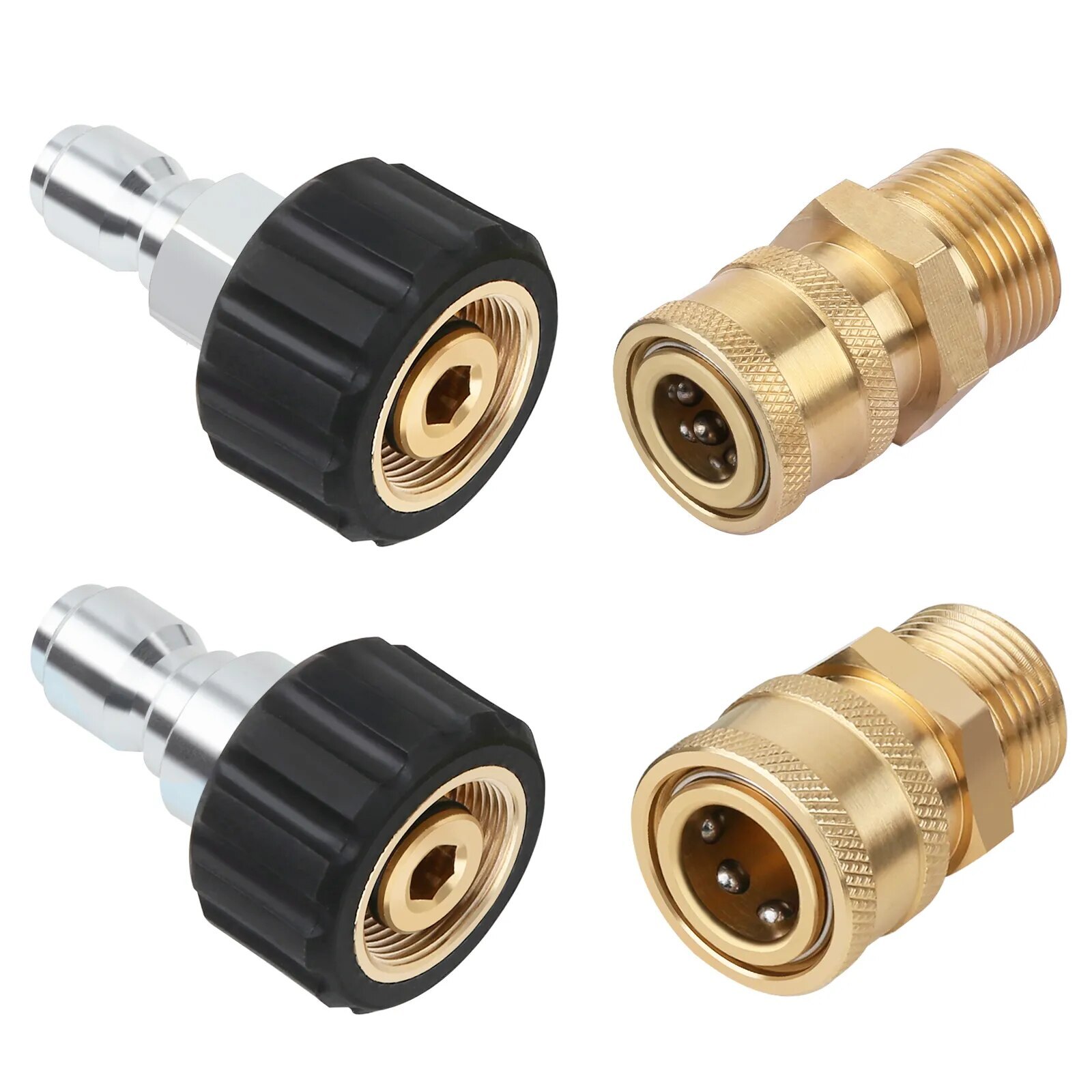 High Pressure Washer Adapter Set Quick Connector M22 (M22-14MM) to 3/8” & 1/4”