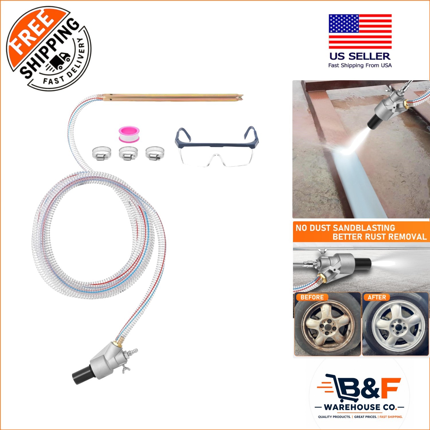 Professional Dustless Sand Blasting Kit for Graffiti & Rust Removal – 5000 PSI