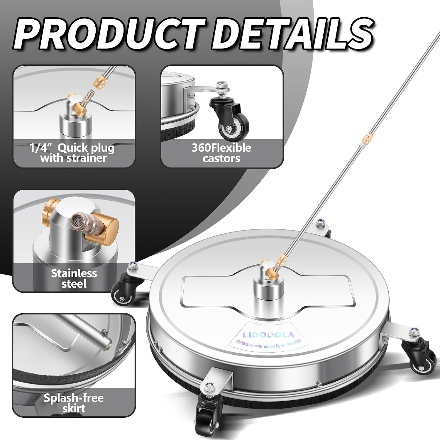 20” Stainless Steel Pressure Washer Surface Cleaner – Fast & Efficient Cleaning