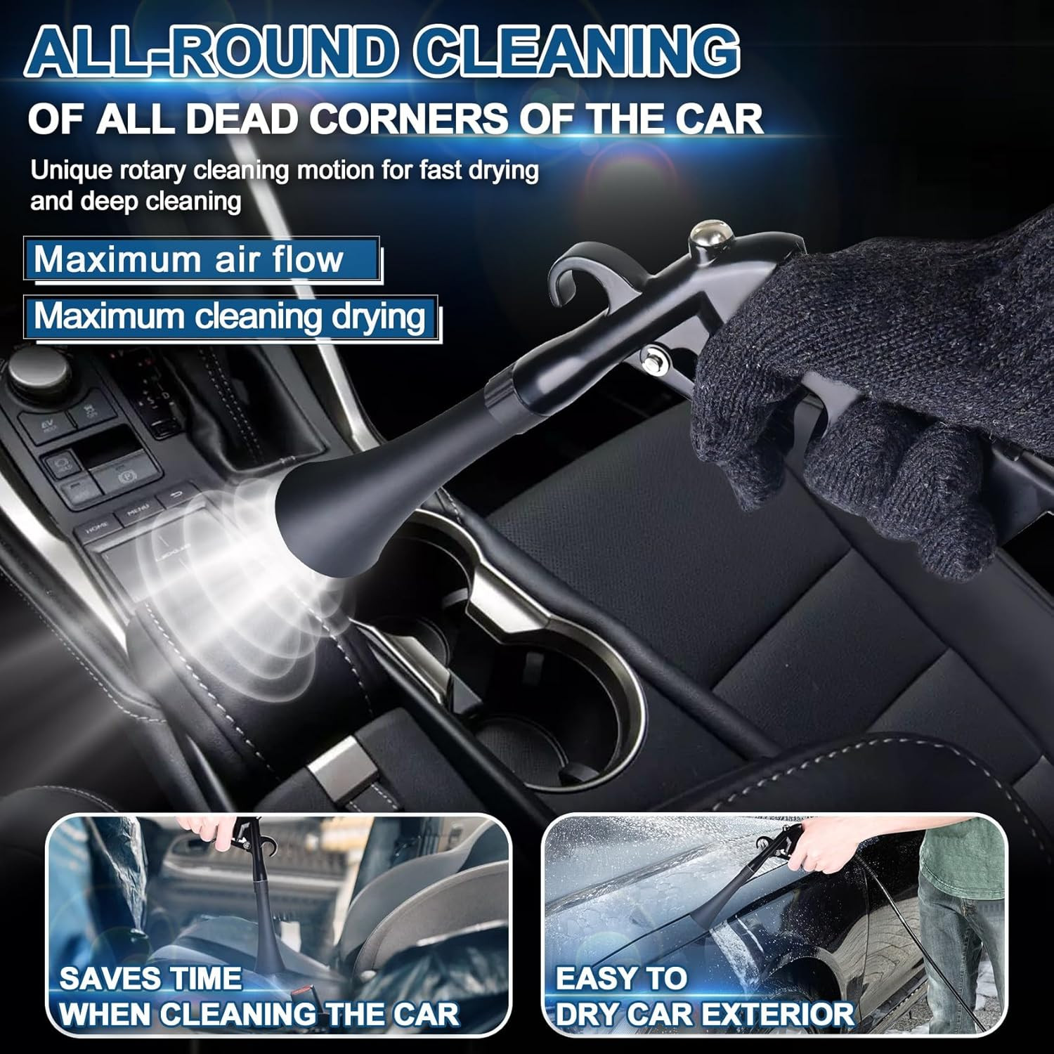 Car Cleaning Gun Detailing Interior Dryer Air Blow Gun, High Pressure Blower Gun