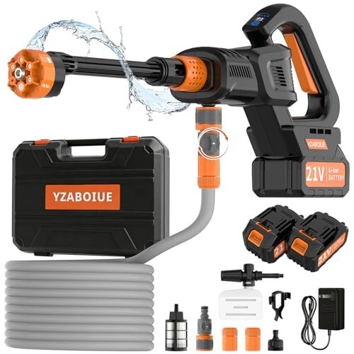 Portable Cordless Washer with 2 Batteries, 6-in-1 Nozzle, 3-Speed Modes, LCD Dis