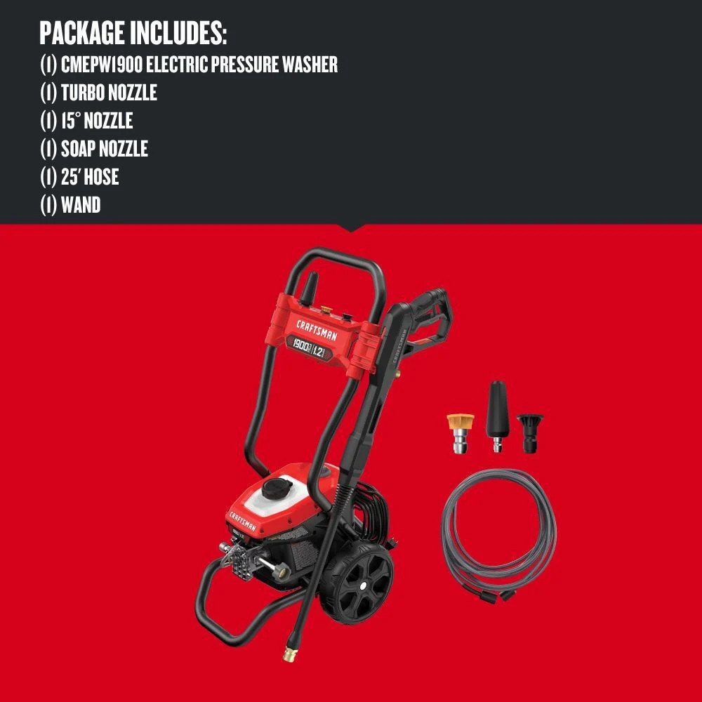 Craftsman 1900 Psi 1.2 Gpm Electric Cold Water Pressure Washer With 3 Spray