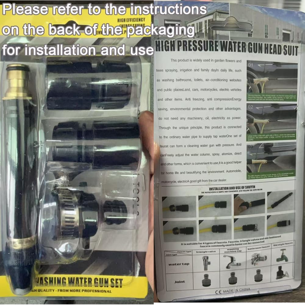 High Pressure Power Washer Nozzle with Connector Set, Power Jet Water with Three