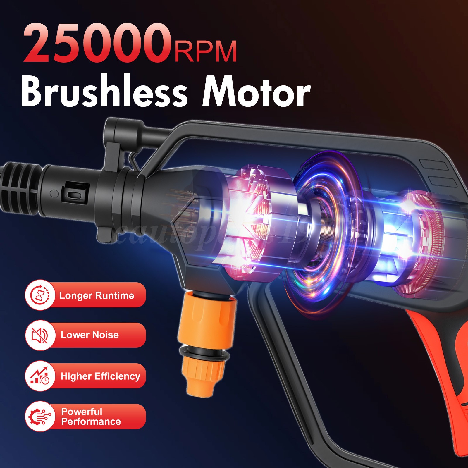 Brushless Portable Cordless Electric Pressure Water Spray Gun Car Washer Tool